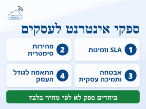 ספקי אינטרנט לעסקים: ארבעה שיקולים לבחירה, SLA, מהירות סימטרית, אבטחה ותמיכה והתאמה לגודל העסק