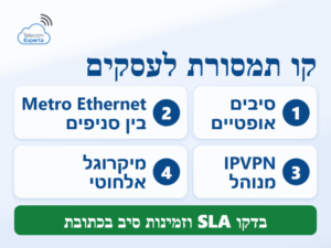 סוגי קו תמסורת לעסקים: סיבים אופטיים, Metro Ethernet בין סניפים, IPVPN מנוהל ותמסורת במיקרוגל