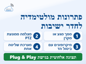 פתרונות מולטימדיה לחדר ישיבות חכם: מסך מגע, מצלמת PTZ, מיקרופונים עם ביטול הד ומערכת שליטה אחת
